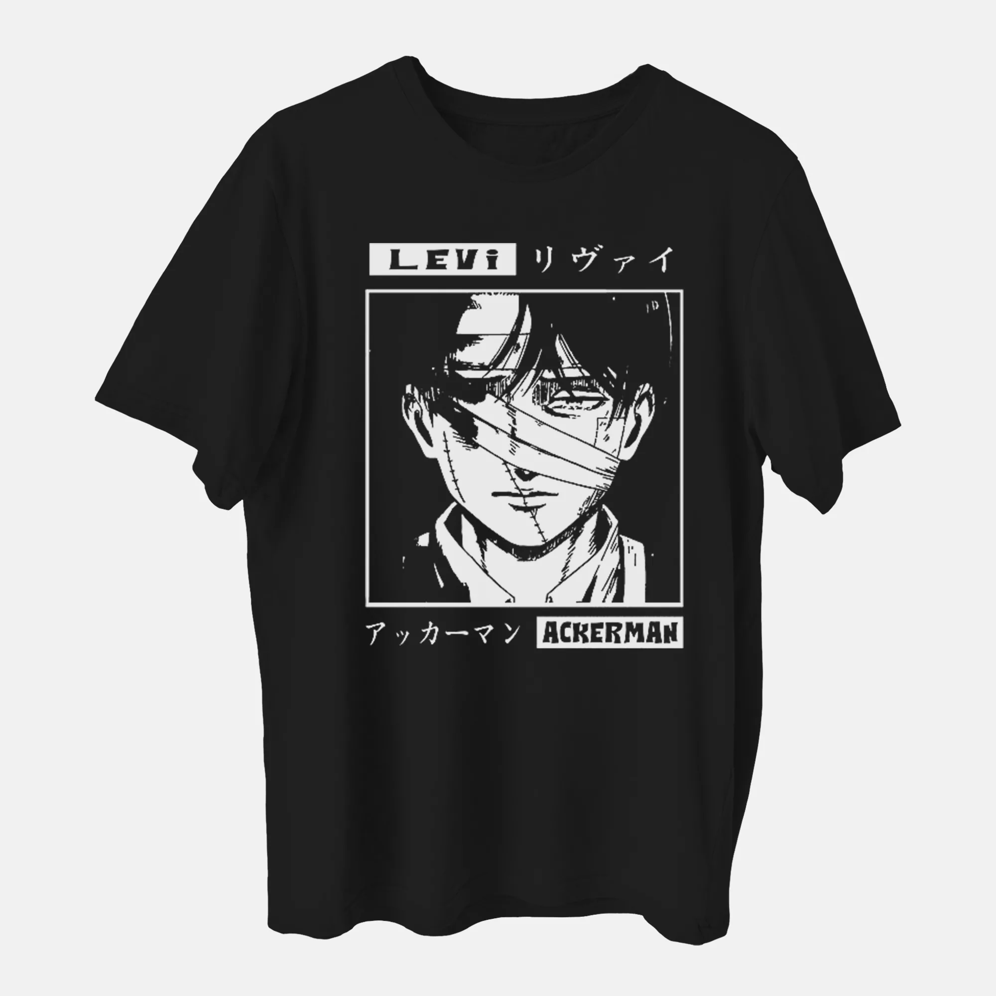 تی شرت آستین کوتاه مردانه مدل انیمه اتک ان تایتان شخصیت لیوای anm488