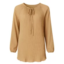 بلوز آستین بلند یقه گرد زنانه مدل پلیسه ریز مجلسی