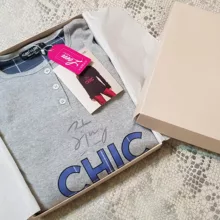 ست بلوز و شلوار زنانه لین مدل نخ پنبه کد 5196-209 رنگ طوسی