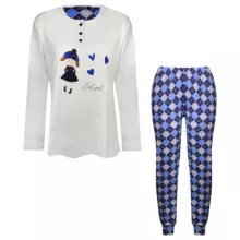 ست بلوز و شلوار زنانه لین مدل نخ پنبه کد 5196-157 رنگ سفید