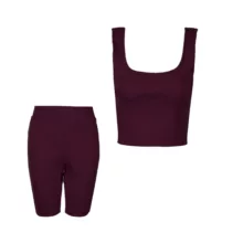 ست کراپ تاپ و شلوارک زنانه مدل MDSS-CH1919 رنگ
زرشکی