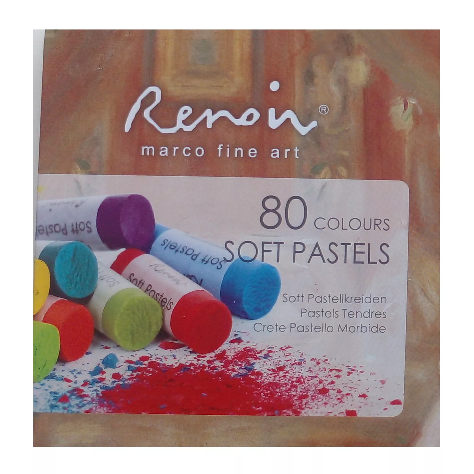 پاستل گچی 80 رنگ رینویر مدل marco fine art کد soft به همراه کاغذ یادداشت