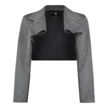 کت زنانه پپا مدل Cropped رنگ طوسی