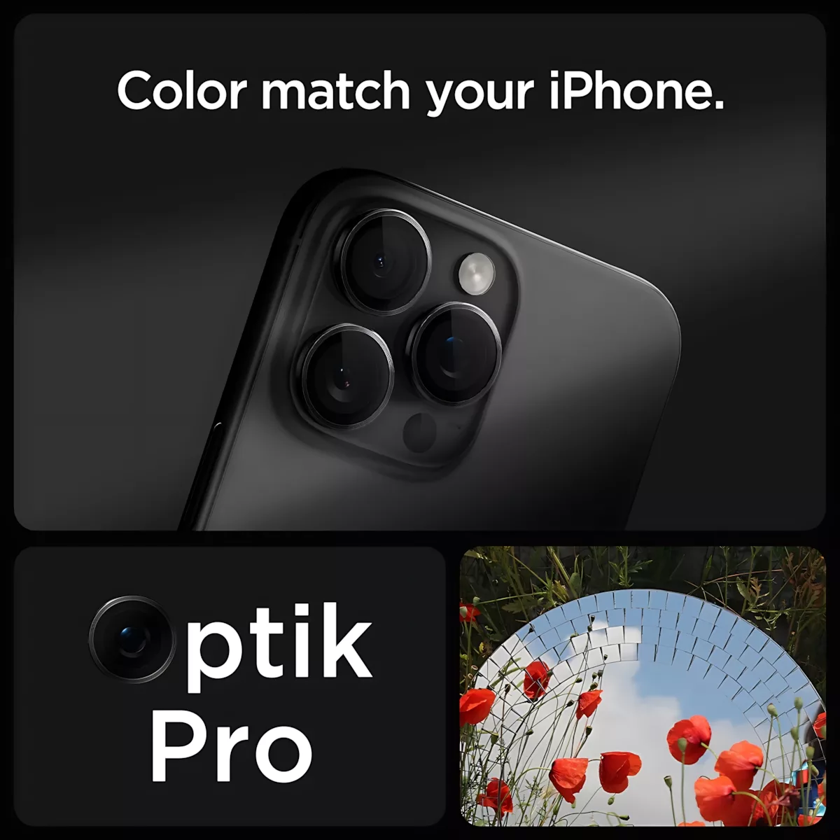 محافظ لنز دوربین شیشه‌ای اسپیگن مدل Optik Pro مناسب برای گوشی موبایل اپل iPhone 16 Pro Max