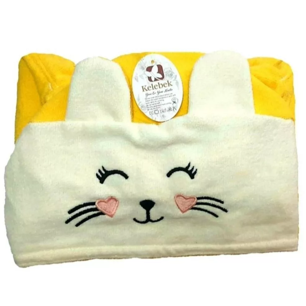 حوله پالتویی کودک کلبک طرح گربه سایز 70