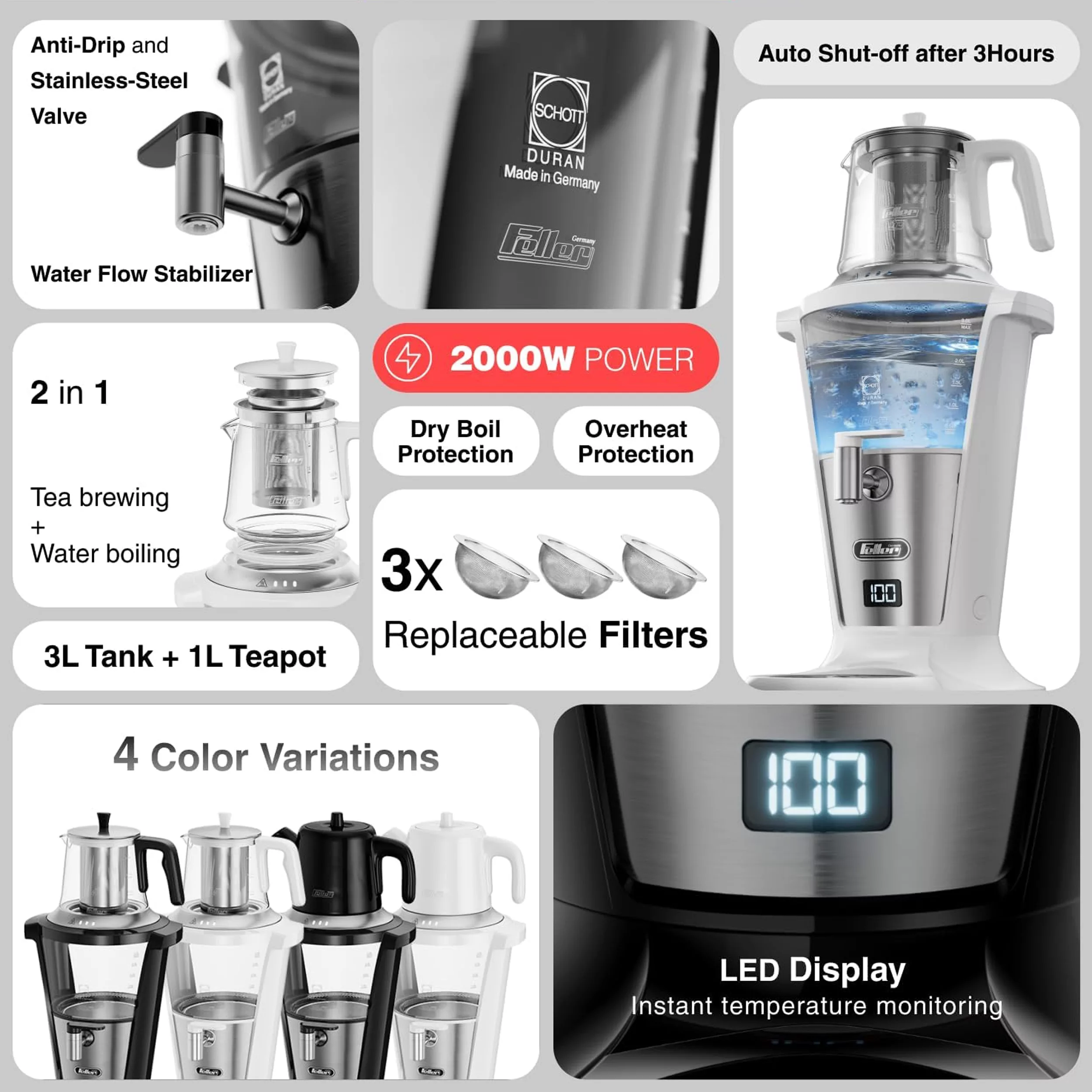 چای ساز روی هم فلر مدل TS390