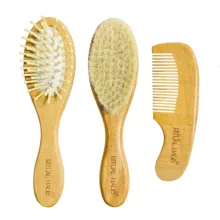 ست شانه و برس کودک مدل چوبی مجموعه 3 عددی