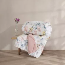 لحاف کاتن باکس مدل Velvet Yorgan Dalya Pudra C.K دونفره سایز 215*195 سانتی متر