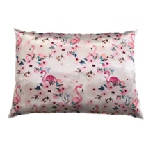 سرویس ملحفه 1 نفر 2 تکه مدل ابریشم دور کشدار طرح فلامینگو