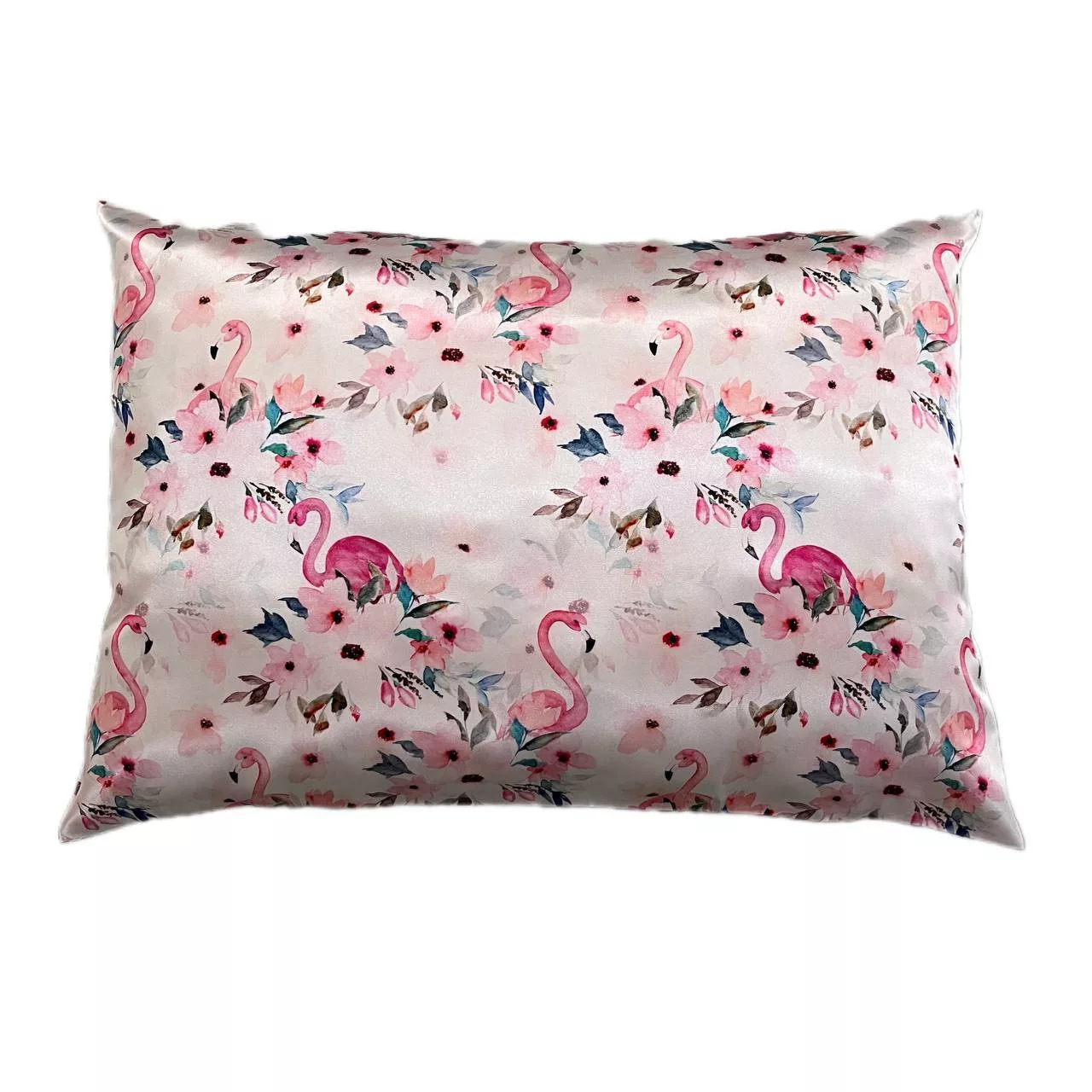 سرویس ملحفه 1 نفر 2 تکه مدل ابریشم دور کشدار طرح فلامینگو