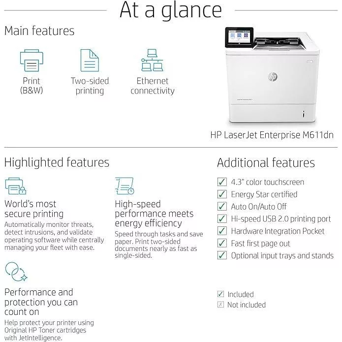 پرینتر لیزری اچپی مدل LaserJet Enterprise M611dn