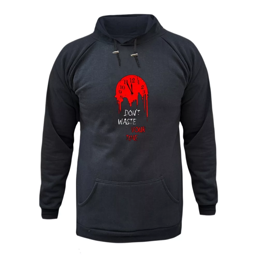 هودی زنانه مدل ساعت رنگ ذغال سنگی