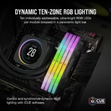 رم دسکتاپ DDR5 دو کاناله 6000 مگاهرتز CL40 کورسیر مدل VENGEANCE RGB ظرفیت 64 گیگابایت