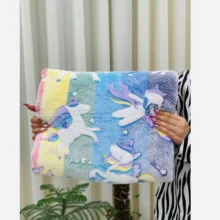 پتو مسافرتی 2 نفر مدل تک شاخ رنگین کمانی سایز 200x210 سانتی‌متر