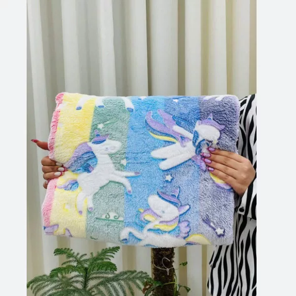 پتو مسافرتی 2 نفر مدل تک شاخ رنگین کمانی سایز 200x210 سانتی‌متر