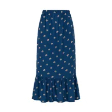 دامن چین‌دار زنانه مدل نخی 24106104 رنگ سرمه‌ای