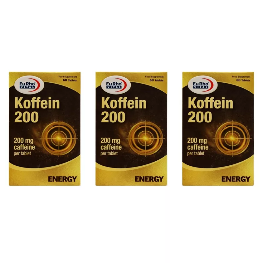 قرص کافئین یوروویتال 200 میلی گرم سه بسته 60 عددی