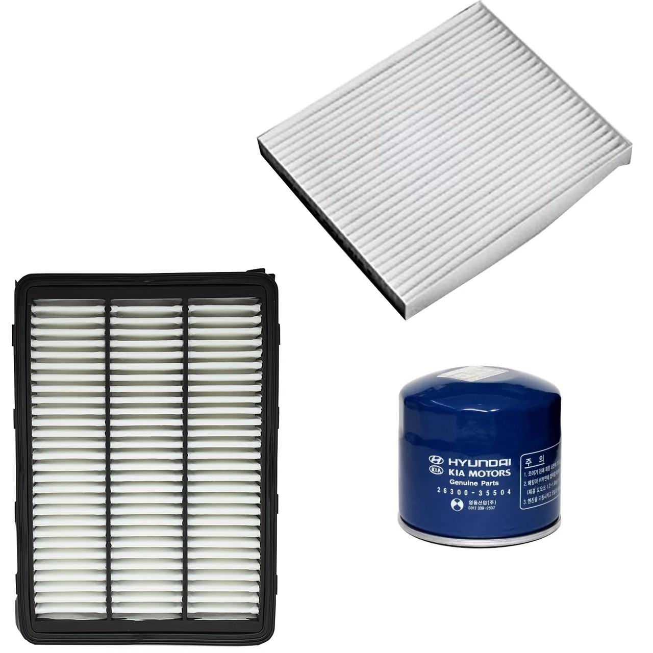 فیلتر روغن خودرو هیوندای جنیون پارتز مدل 2630035504 مناسب برای توسان به همراه فیلتر کابین و فیلتر هوا