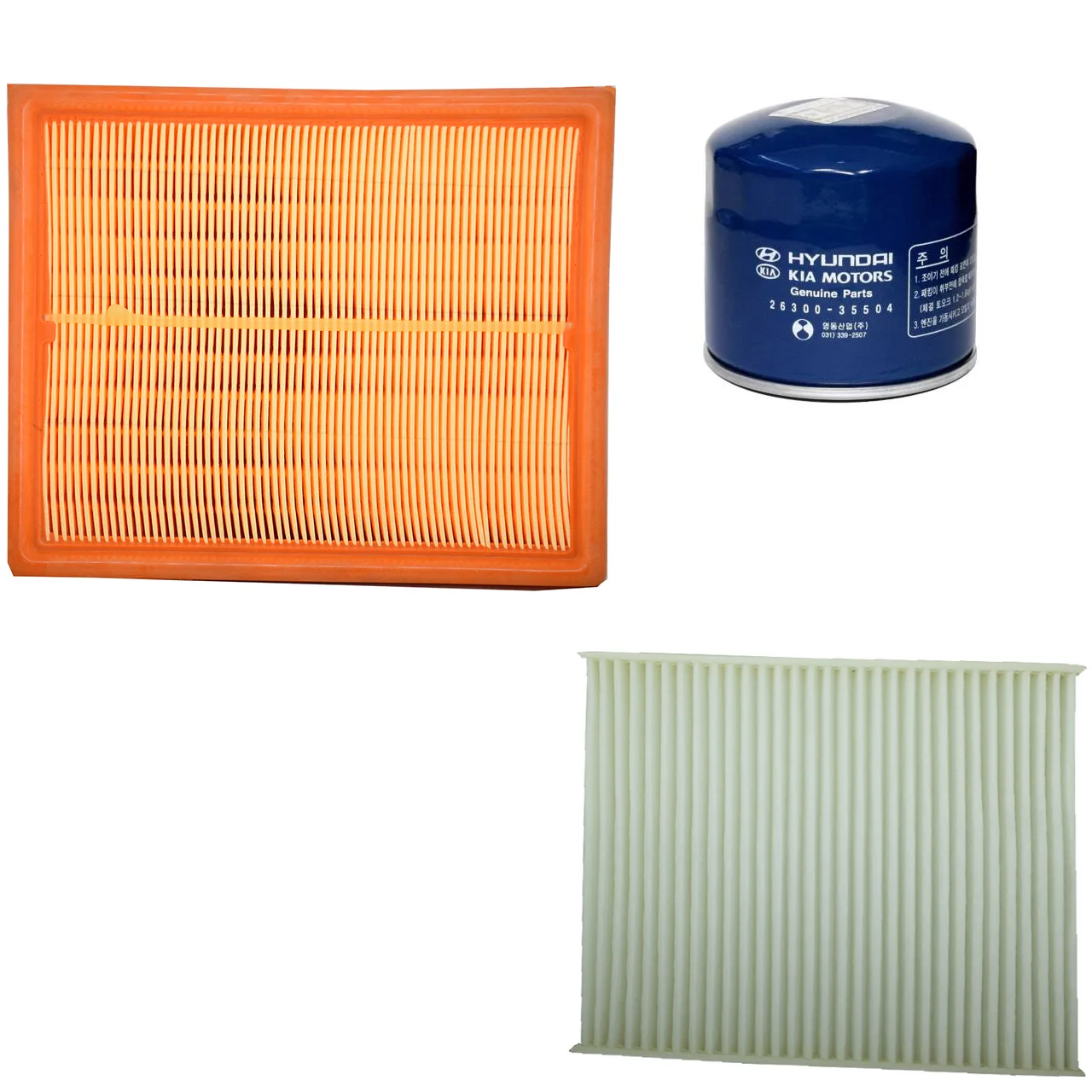 فیلتر روغن خودرو هیوندای جنیون پارتز مدل 2630035504 مناسب برای سوناتا به همراه فیلتر کابین و فیلتر هوا