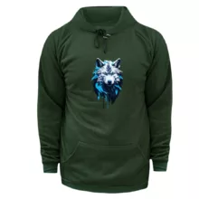 هودی زنانه مدل گرگ جذاب رنگ یشمی