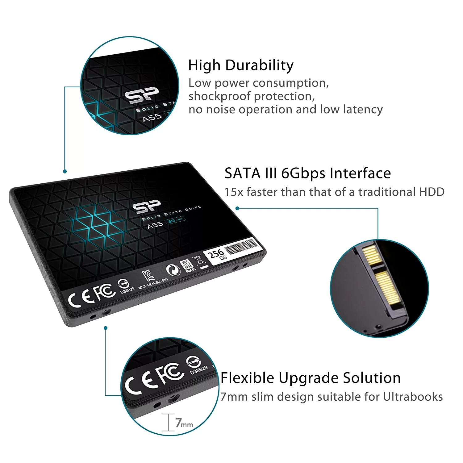 اس اس دی اینترنال SATA3.0 سیلیکون پاور مدل Ace A55 ظرفیت 256 گیگابایت