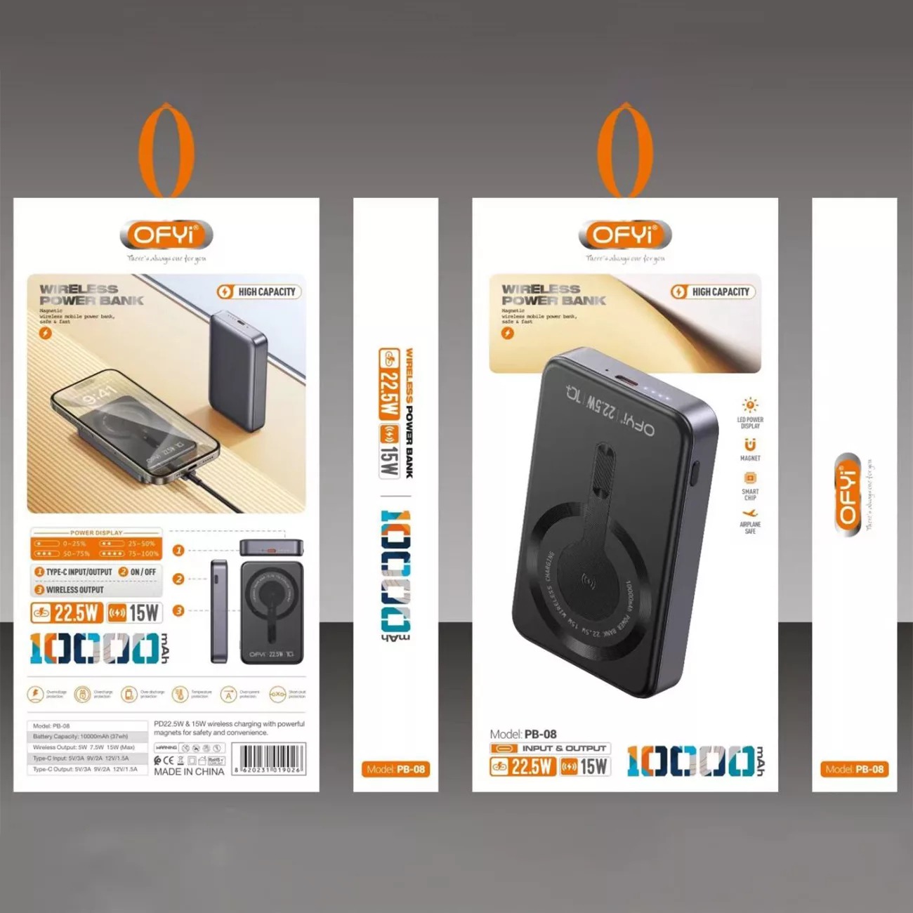 پاوربانک اوفی مدل MagSafe PB-08 22.5W ظرفیت 10000 میلی آمپر ساعت