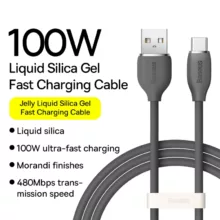 کابل تبدیل USB به USB-C باسئوس مدل JELLY LIQUID SILICA GEL 100W طول 2 متر