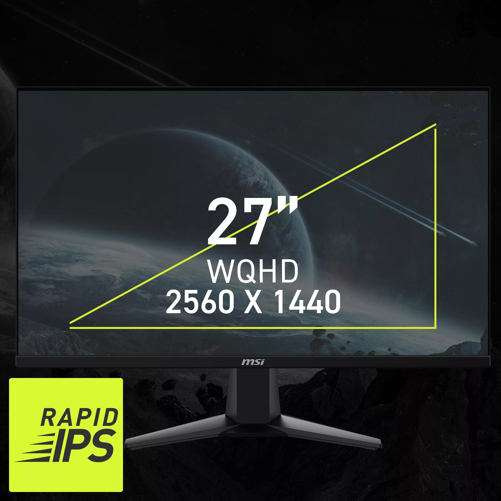 مانیتور گیمینگ 27 اینچ ام اس آی مدل MAG 275QF، رزولوشن WQHD، پنل Rapid IPS، نرخ بروزرسانی 180 هرتز، با نسبت تصویر 16:9، دارای پورت HDMI و DisplayPort و خروجی هدفون