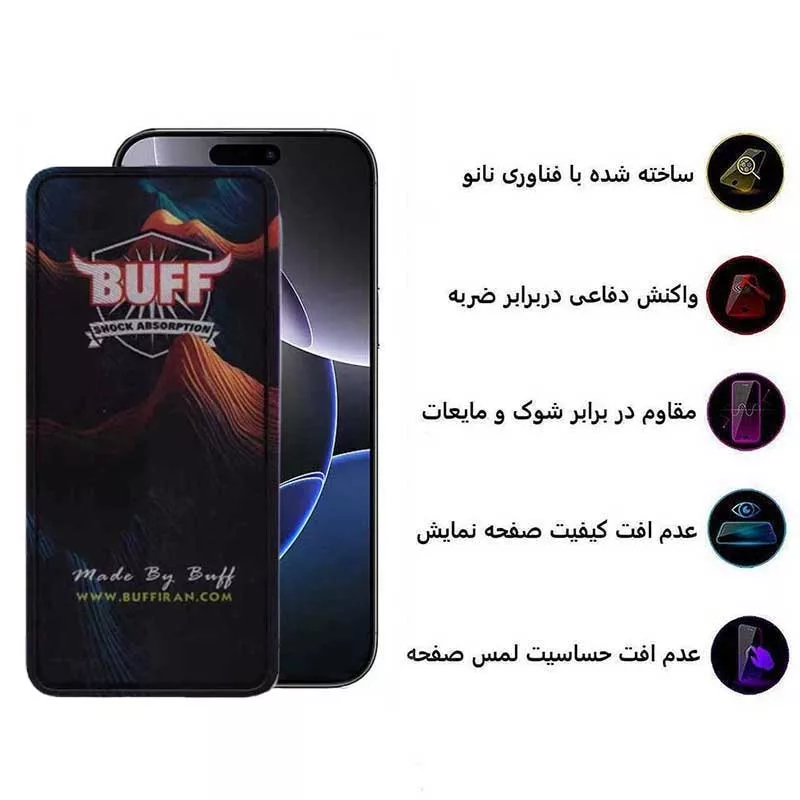 محافظ صفحه نمایش 5D بوف مدل Mountain-G مناسب برای گوشی موبایل اپل iPhone 16 Pro Max