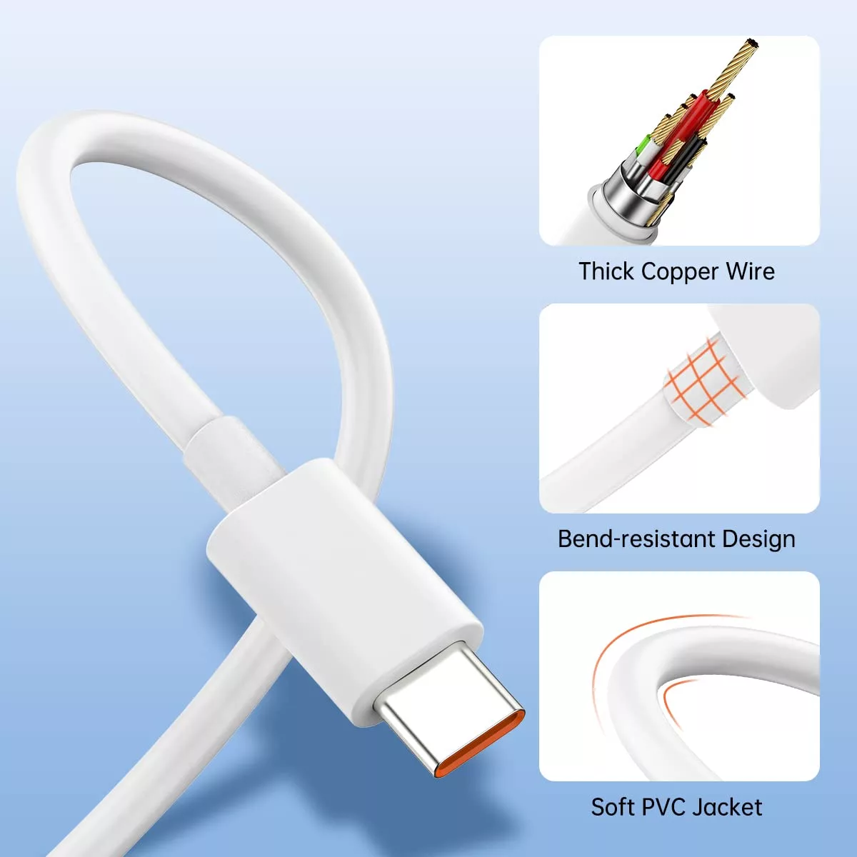 کابل تبدیل USB به USB-C نیبیوا مدل Fast Charge 120W طول 2 متر