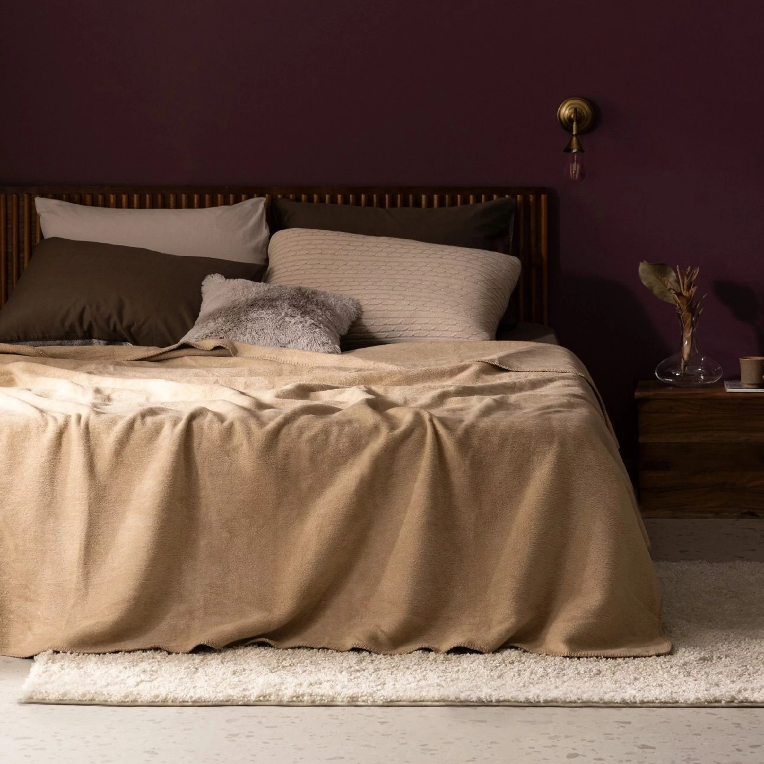 پتو 1 نفر مادام کوکو مدل Plain Bej سایز 200x150 سانتی‌متر