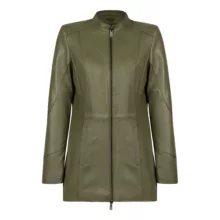 کت چرم زنانه چرم مشهد مدل B0461 رنگ سبز