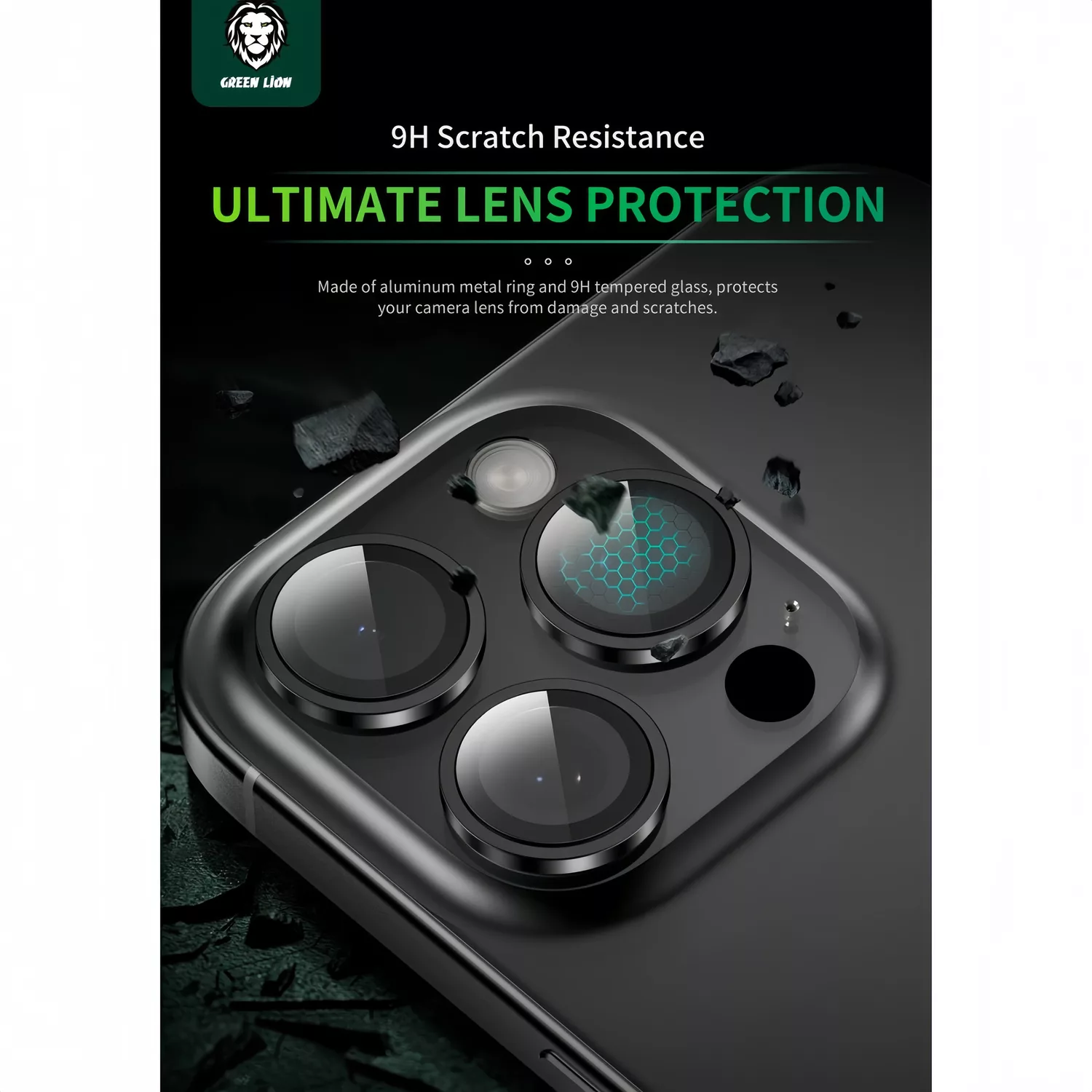 محافظ لنز دوربین گرین لاین مدل Classic مناسب برای گوشی موبایل اپل iPhone 16 Pro / 16 ProMax