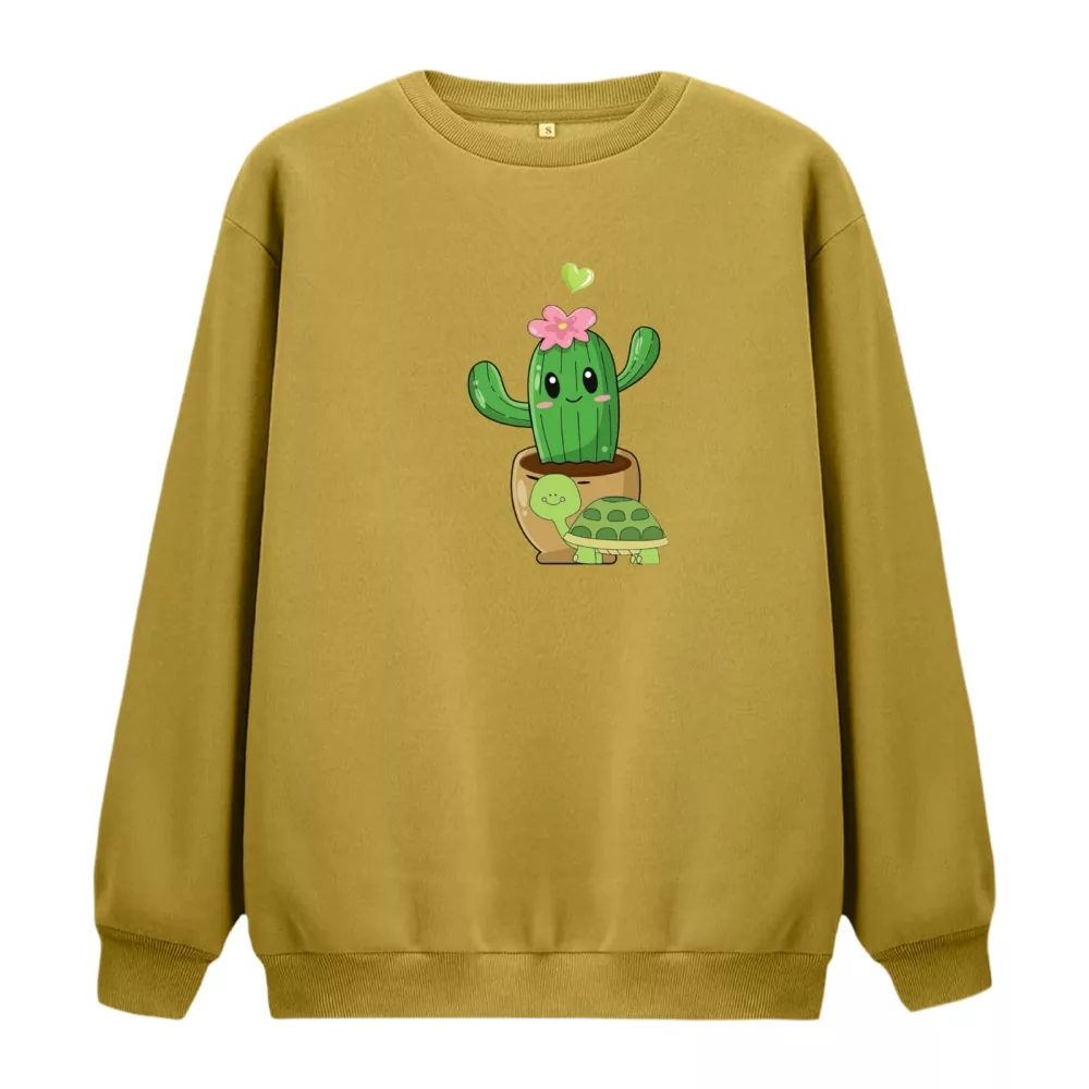 سویشرت زنانه مدل کاکتوس و لاکپشت