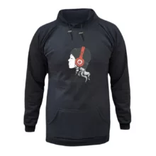 هودی زنانه مدل هدفون رنگ ذغال سنگی