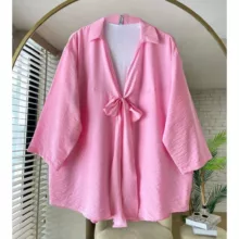 تونیک زنانه مدل پاپیونی رنگ صورتی