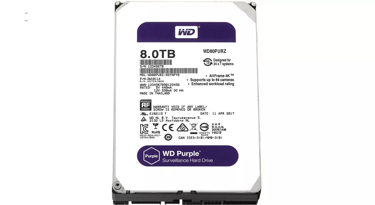 هارددیسک اینترنال وسترن دیجیتال مدل Purple WD80PURZ ظرفیت 8 ترابایت