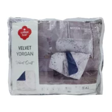 لحاف کاتن باکس مدل Velvet Yorgan Nitsa Denim T.K تکنفره سایز 215*155 سانتی متر