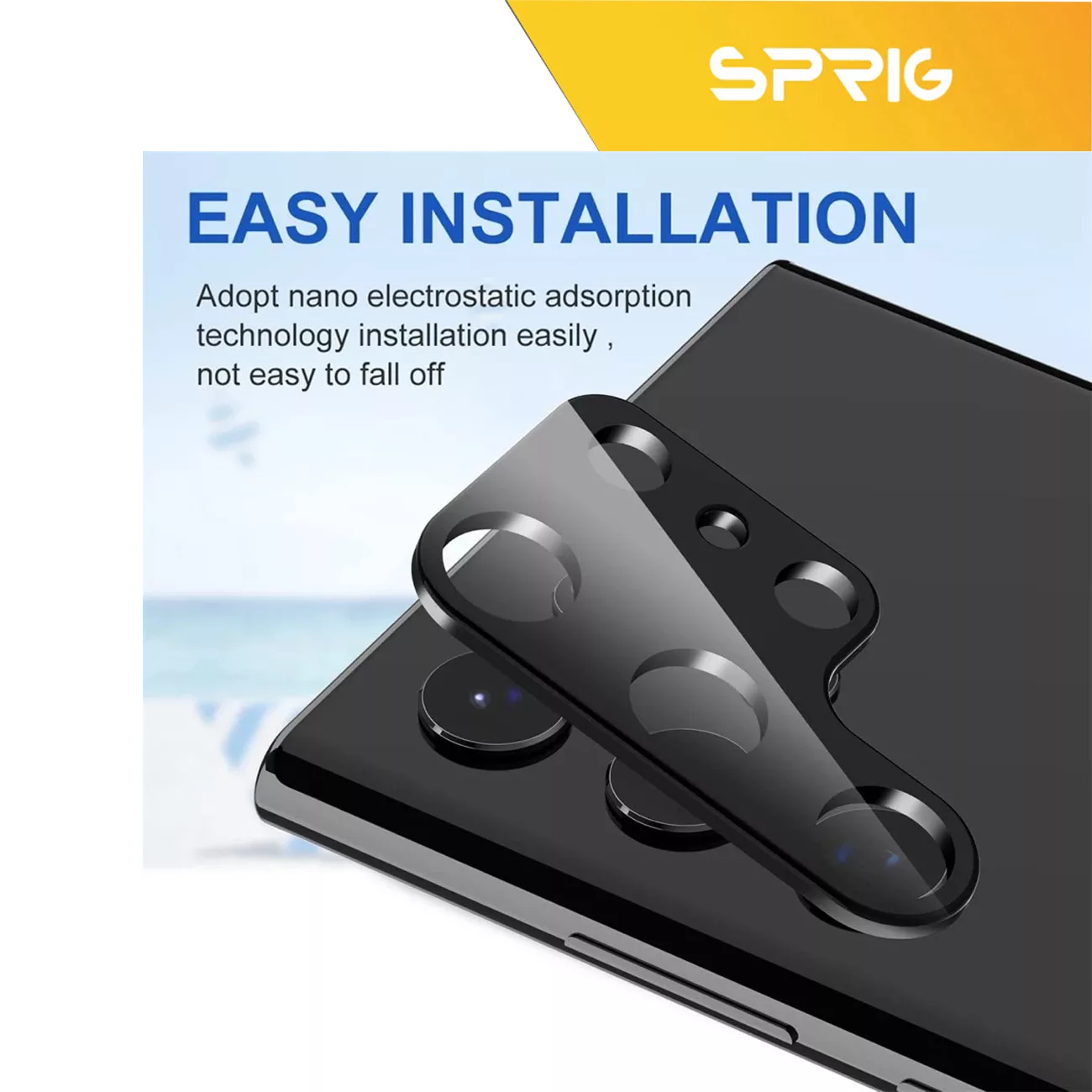 محافظ لنز دوربین اسپریگ مدل 3D-FU مناسب برای گوشی موبایل سامسونگ Galaxy S23 Ultra به همراه محافظ صفحه نمایش