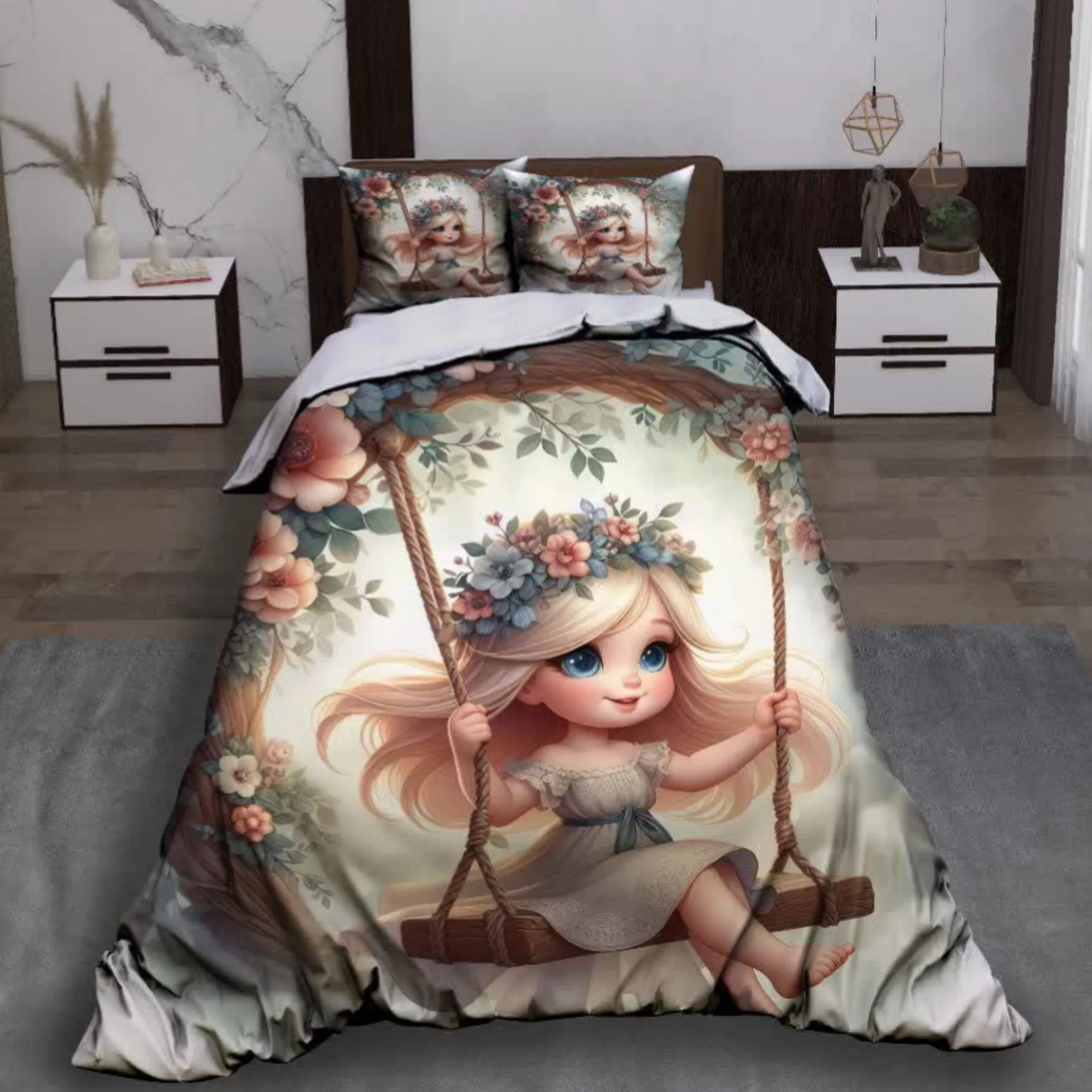 سرویس خواب 1 نفر 5 تکه مدل دختر تاجدار