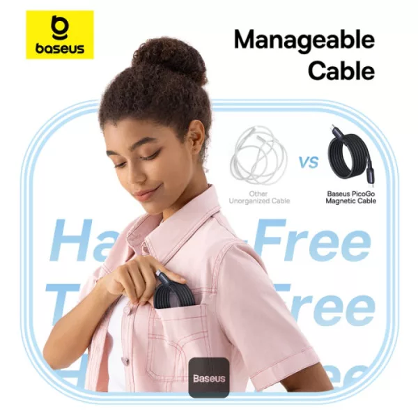 کابل USB-C بیسوس مدل PicoGo Magnetic 240W طول 1 متر