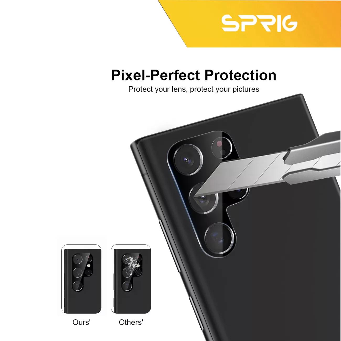 محافظ لنز دوربین اسپریگ مدل 3D-FU مناسب برای گوشی موبایل سامسونگ Galaxy S23 Ultra به همراه محافظ صفحه نمایش