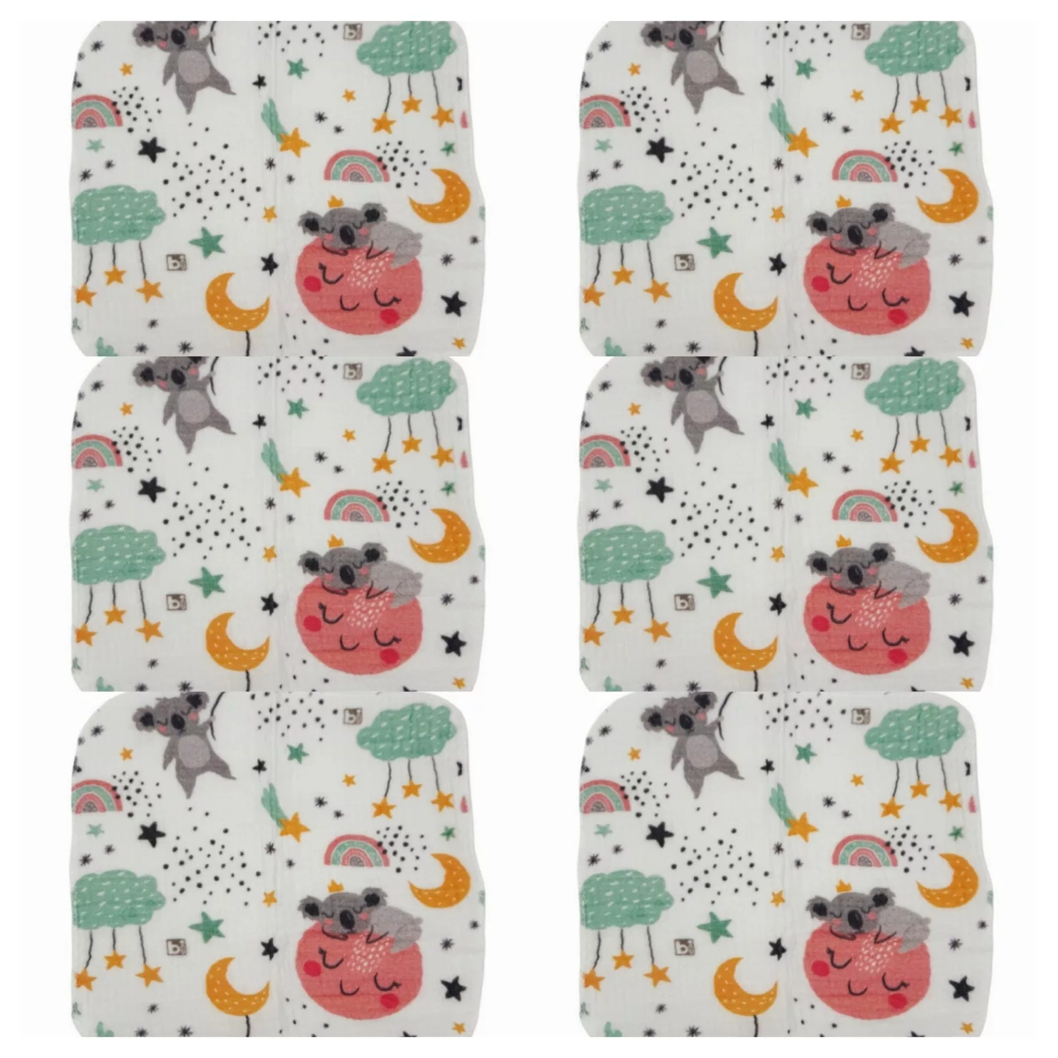 دستمال دست و صورت نوزاد بی بی بی مدل کوالا سایز مجموعه 6 عددی