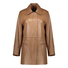 کت چرم زنانه چرم مشهد مدل b0480-014 رنگ شکلاتی