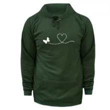 هودی زنانه مدل پروانه و قلب 2 رنگ یشمی