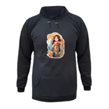 هودی زنانه مدل دختر پاییزی رنگ ذغال سنگی