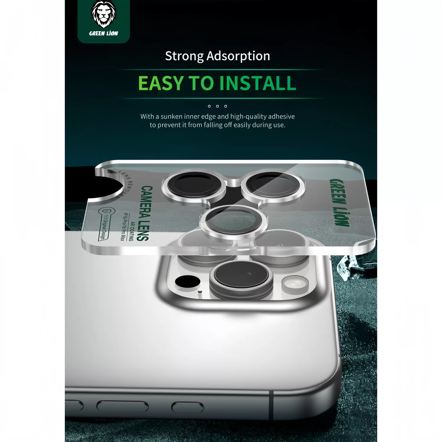 محافظ لنز دوربین گرین لاین مدل Classic مناسب برای گوشی موبایل اپل iPhone 16 Pro / 16 ProMax