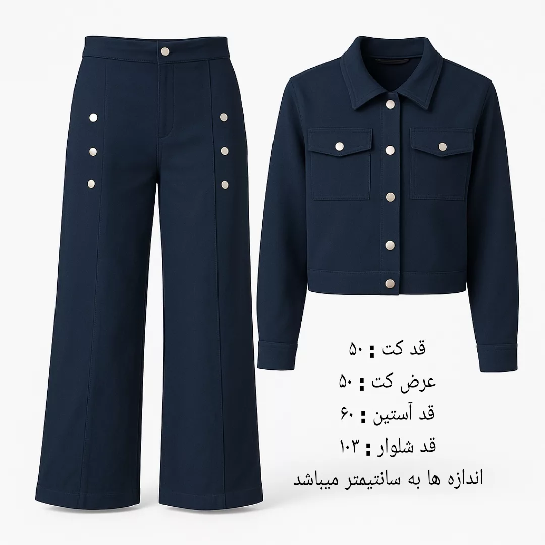 ست کت و شلوار رسمی زنانه مدل بنگال دکمه استیل