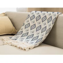 شال مبل بارمان دکور طرح لوزی رنگ پاستیلی کد 67 سایز 98x180 سانتی متر
