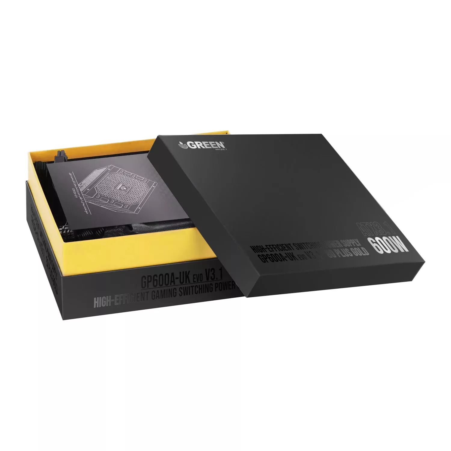 منبع تغذیه کامپیوتر 600W وات گرین مدل GP600A-UK EVO V3.1 (ATX 3.1)